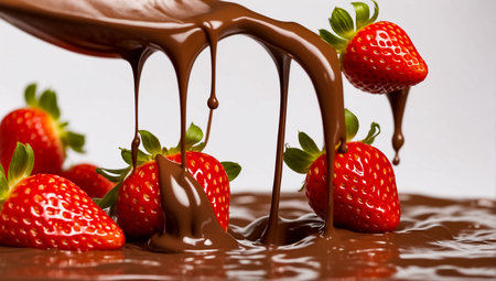 Fresh strawberries covered in chocolateの素材