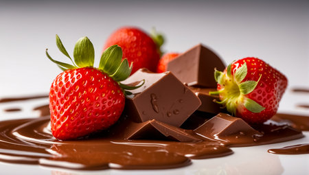 Fresh strawberries covered in chocolateの素材