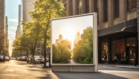 Blank street billboard in the city. 3d rendering mock upの素材