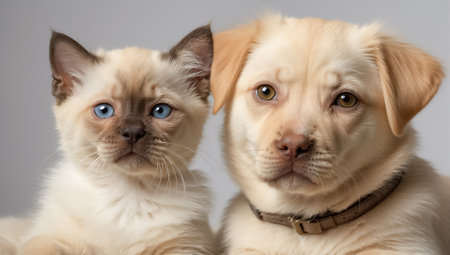 Studio photography of a siamese shorthair cat on colored backgroundsの素材
