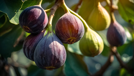 Fresh ripFresh ripe figs on a branch close-upe figs on a branch close-upの素材
