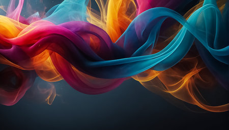 Abstract colorful smoke on black backgroundの素材