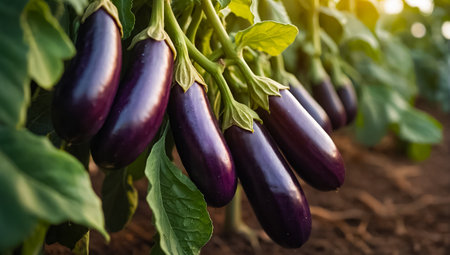 ripe eggplant the garden outdoorsの素材