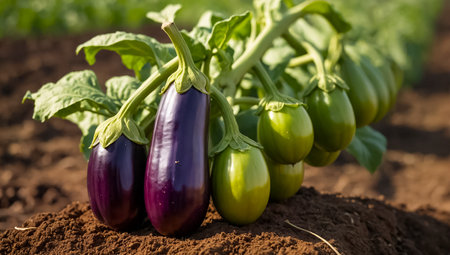 ripe eggplant the garden outdoorsの素材