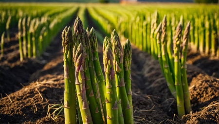 ripe green asparagus the garden outdoorsの素材