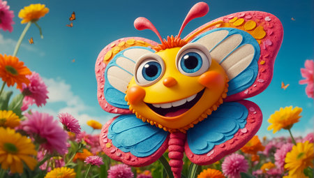 cartoon cheerful butterflyの素材