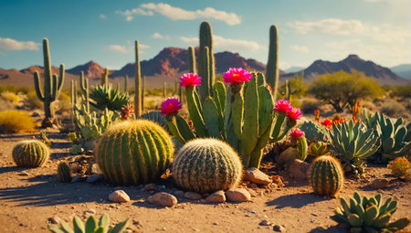 gorgeous cactus and succulents in natureの素材