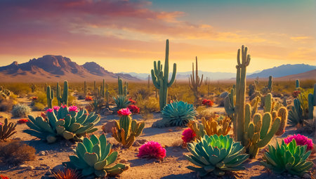 gorgeous cactus and succulents in natureの素材