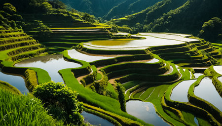 rice terraces in japanの素材
