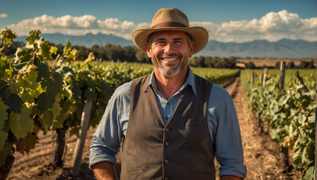 Male winemaker vineyardの素材