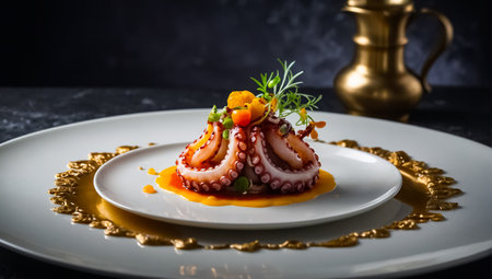 octopus in a plate a restaurantの素材