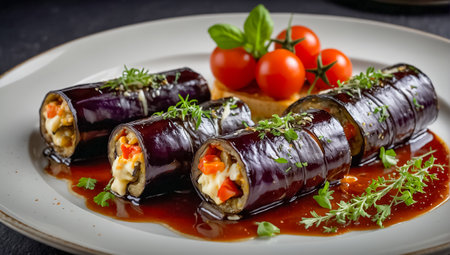 baked eggplant with cheese and tomatoesの素材