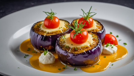 baked eggplant with cheese and tomatoesの素材