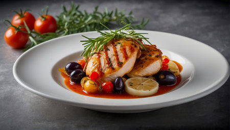 Provencal chicken in a restaurantの素材