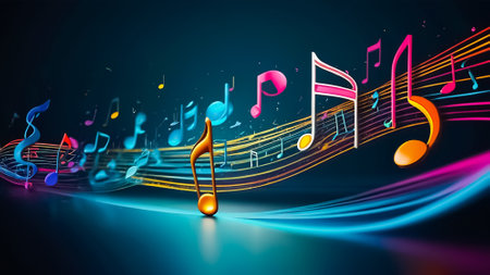 Abstract musical background with colorful notes. Vector illustration for your design.の素材