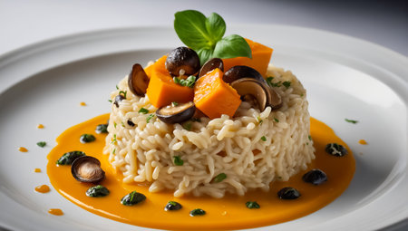Rice with vegetables on a dark background. Selective focus.の素材