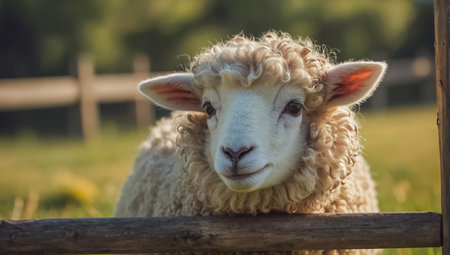Cute sheep on the farmの素材