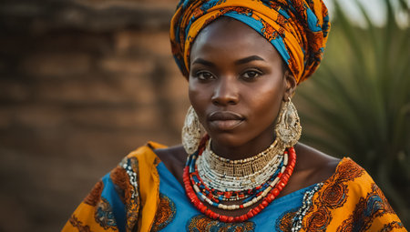 Beautiful African girl in traditional clothesの素材