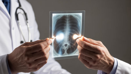 doctor's hands holding x-ray, disease diagnosisの素材