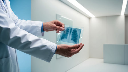 doctor's hands holding x-ray, disease diagnosisの素材