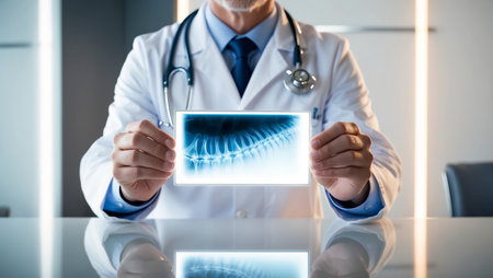 doctor's hands holding x-ray, disease diagnosisの素材