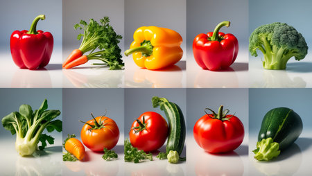 collage of different ripe fresh vegetablesの素材