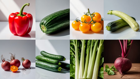collage of different ripe fresh vegetablesの素材