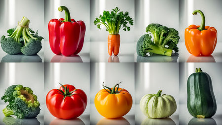 collage of different ripe fresh vegetablesの素材