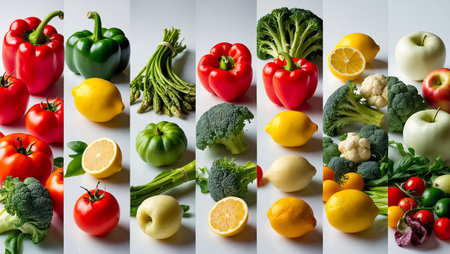 collage of different ripe fresh vegetablesの素材