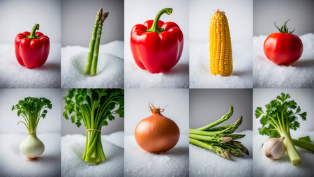 collage of different ripe fresh vegetablesの素材