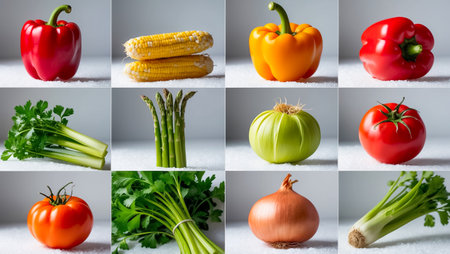 collage of different ripe fresh vegetablesの素材
