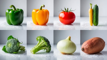collage of different ripe fresh vegetables and fruitsの素材