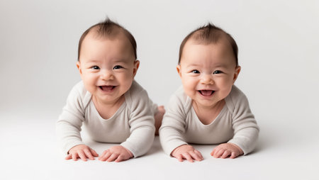 Cute babies on light backgroundの素材