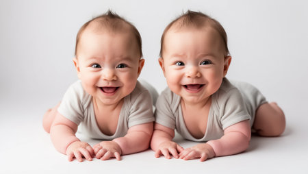 Cute babies on light backgroundの素材