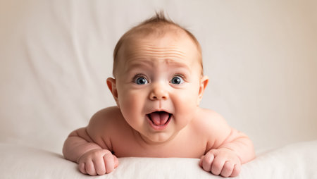 Cute baby in light backgroundの素材