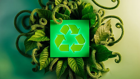 recycling sign with leaves beautiful designの素材