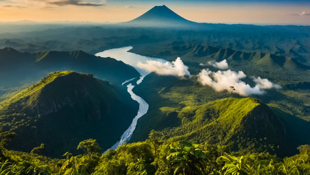 stunningly beautiful nature Virunga National Park Republic of Congoの素材