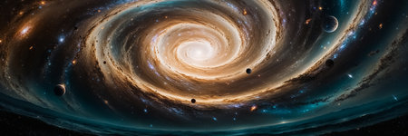 Beautiful cosmic vortex, stars, planetsの素材
