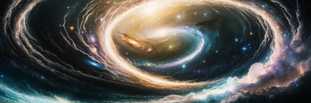 Beautiful cosmic vortex, stars, planetsの素材