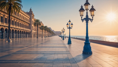 stunning embankment Barcelona Spain, sunny summer dayの素材
