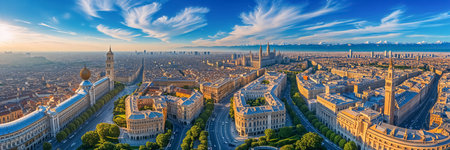 stunning panorama of Milan city Italy sunny dayの素材