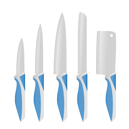 Set of kitchen knives. Vector illustration.のイラスト素材