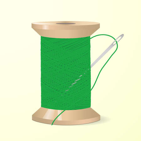 Spool of thread with needle. Vector illustration.のイラスト素材