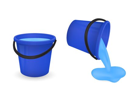 A bucket with water isolated on white background. Vector illustration.のイラスト素材