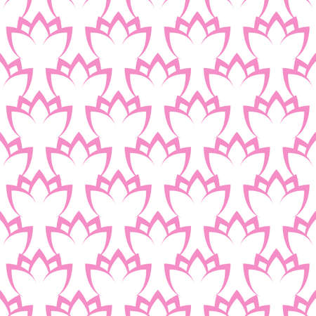 Seamless Pattern with pink geometric flowers on a white backgroundのイラスト素材