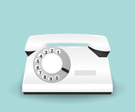 White retro phone. Realistic vector illustration.のイラスト素材