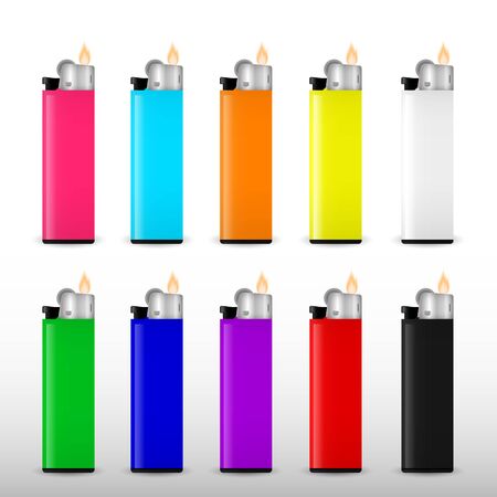 A set of colored lighters. Realistic vector illustration.のイラスト素材