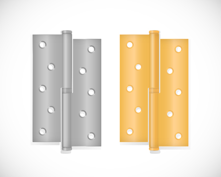 Door Hinge in two colors, isolated on white background. Realistic vector illustration.のイラスト素材
