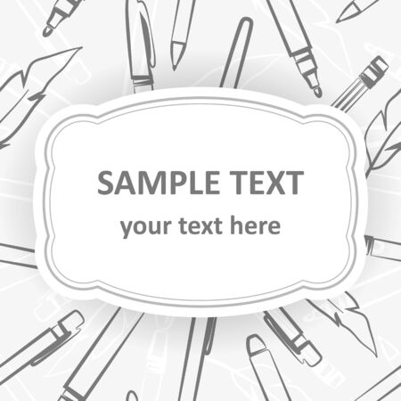 Pen, pencil, marker, pen. Office supplies background with place for text.のイラスト素材