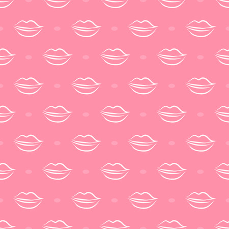 Lip contour on a pink background. Seamless pattern.のイラスト素材